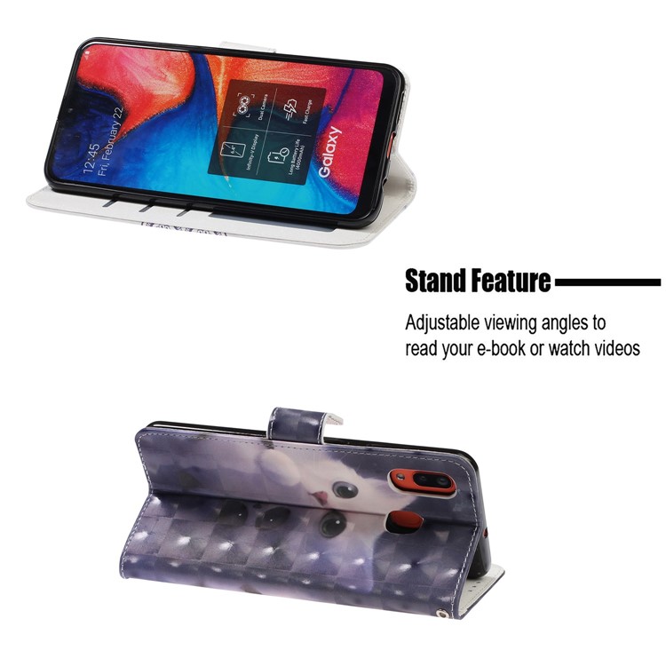 Light Spot Decor Patterned Leather Wallet Case for Samsung Galaxy A40 - Cat-7