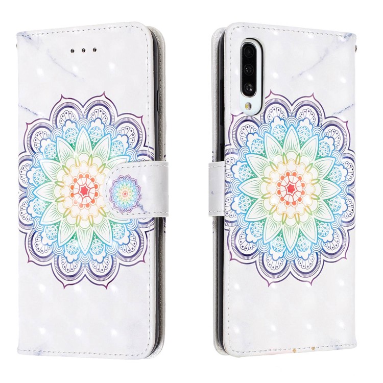 Light Spot Decor Pattern Printing Leather Wallet Stand Case for Samsung Galaxy A50/A50s/A30s - Flower-2