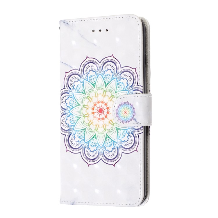 Light Spot Decor Pattern Printing Leather Wallet Stand Case for Samsung Galaxy A50 - Flower-3