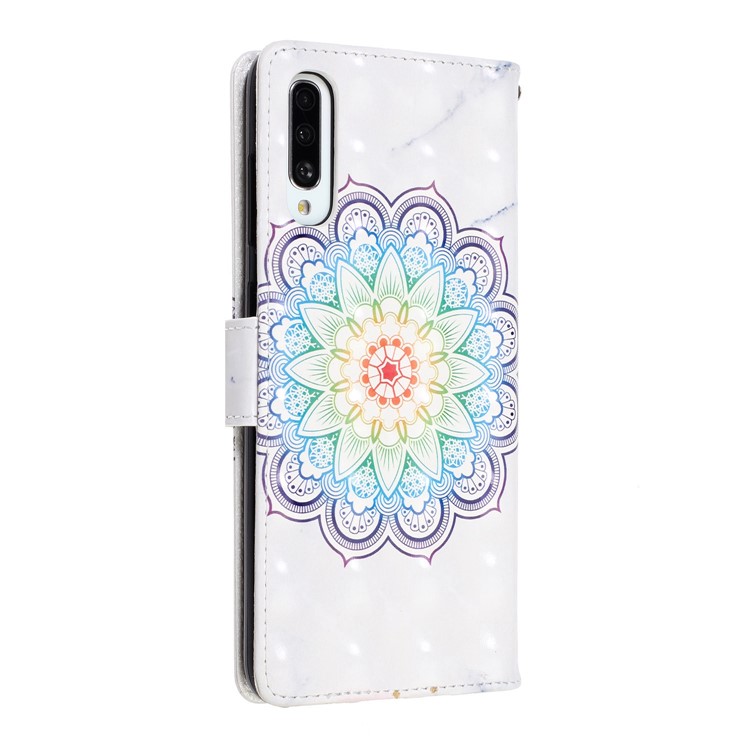 Light Spot Decor Pattern Printing Leather Wallet Stand Case for Samsung Galaxy A50 - Flower-4