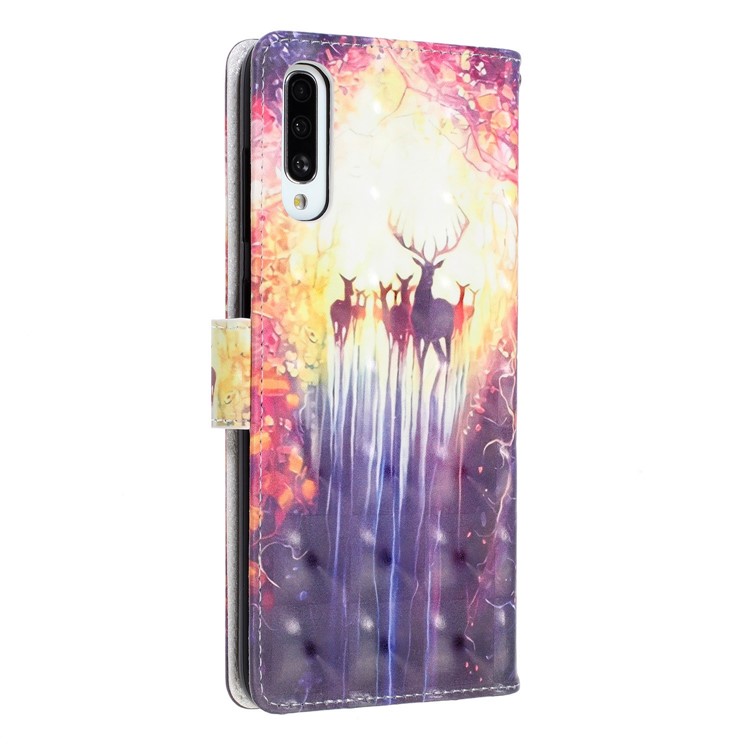 Light Spot Decor Pattern Printing Leather Wallet Stand Case for Samsung Galaxy A50 - Elk-4