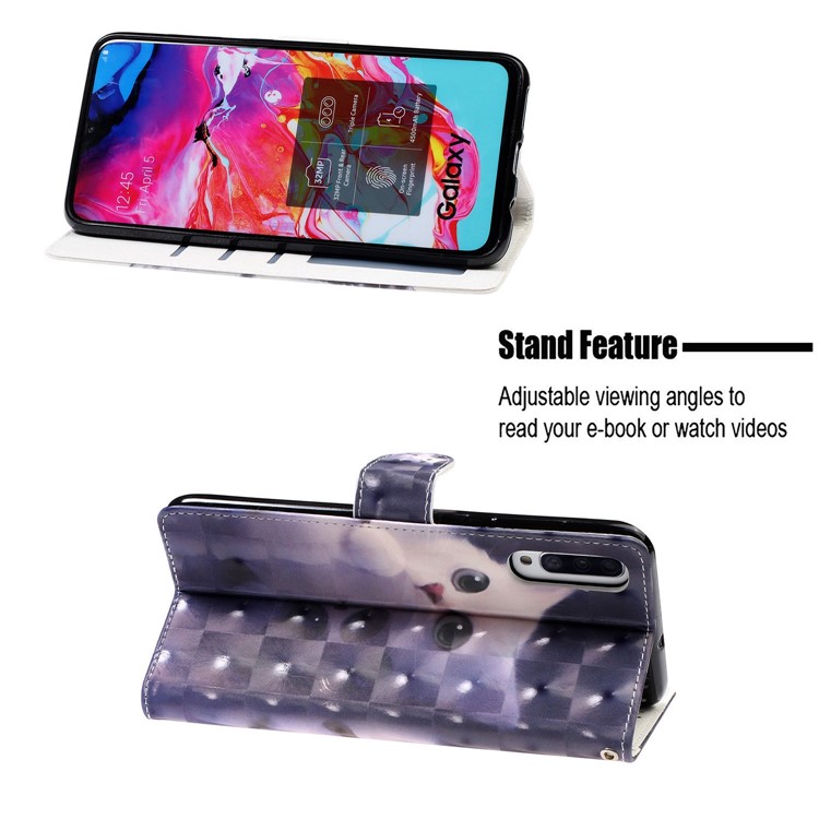 Light Spot Decor Pattern Printing Leather Wallet Stand Case for Samsung Galaxy A50/A50s/A30s - Cat-7