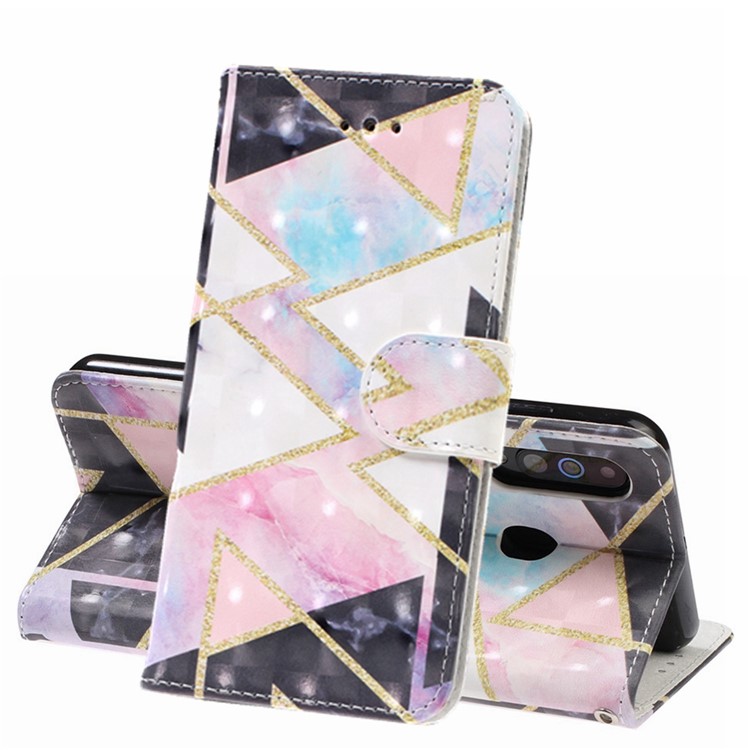 Light Spot Decor Patterned Leather Wallet Case for Samsung Galaxy A60 - Geometric Pattern-1