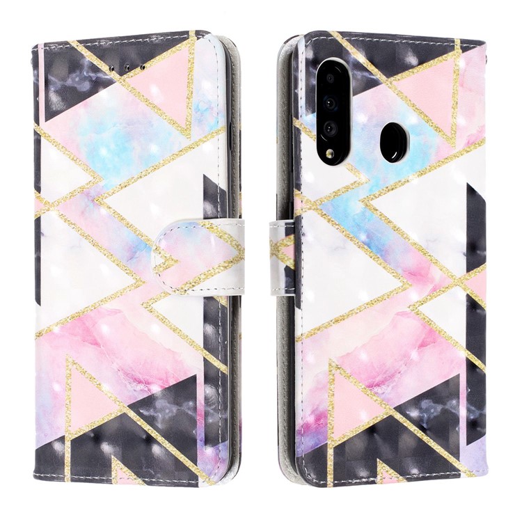 Light Spot Decor Patterned Leather Wallet Case for Samsung Galaxy A60 - Geometric Pattern-2