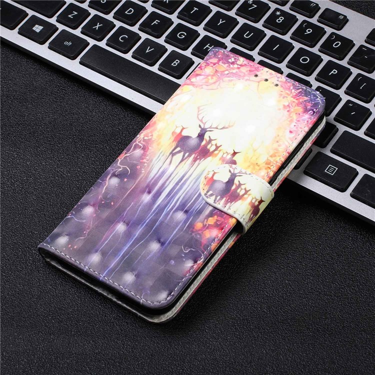 Light Spot Decor Patterned Leather Wallet Case for Samsung Galaxy A60 - Elk-8