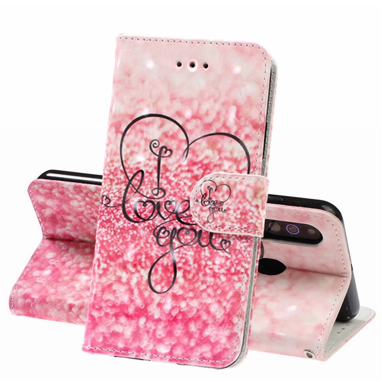 Light Spot Decor Patterned Leather Wallet Case for Samsung Galaxy A60 - I Love You-1