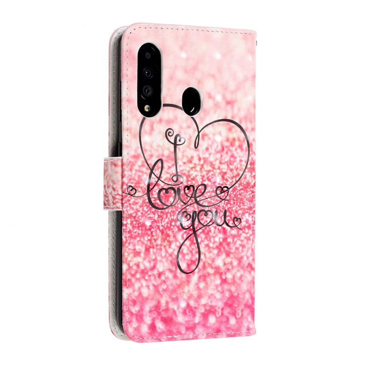 Light Spot Decor Patterned Leather Wallet Case for Samsung Galaxy A60 - I Love You-4