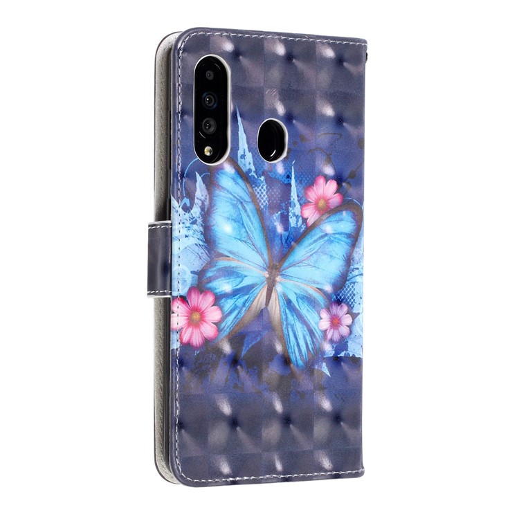 Funda Billetera De Piel Con Estampado De Decoración Para Samsung Galaxy A60 - Mariposa Azul-4