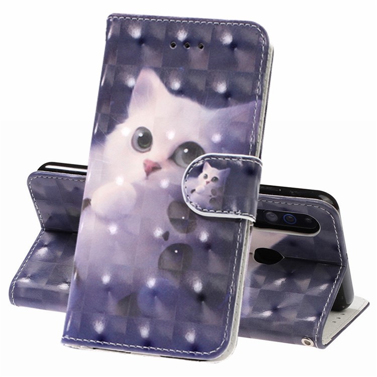 Light Spot Decor Patterned Leather Wallet Case for Samsung Galaxy A60 - Cat-1