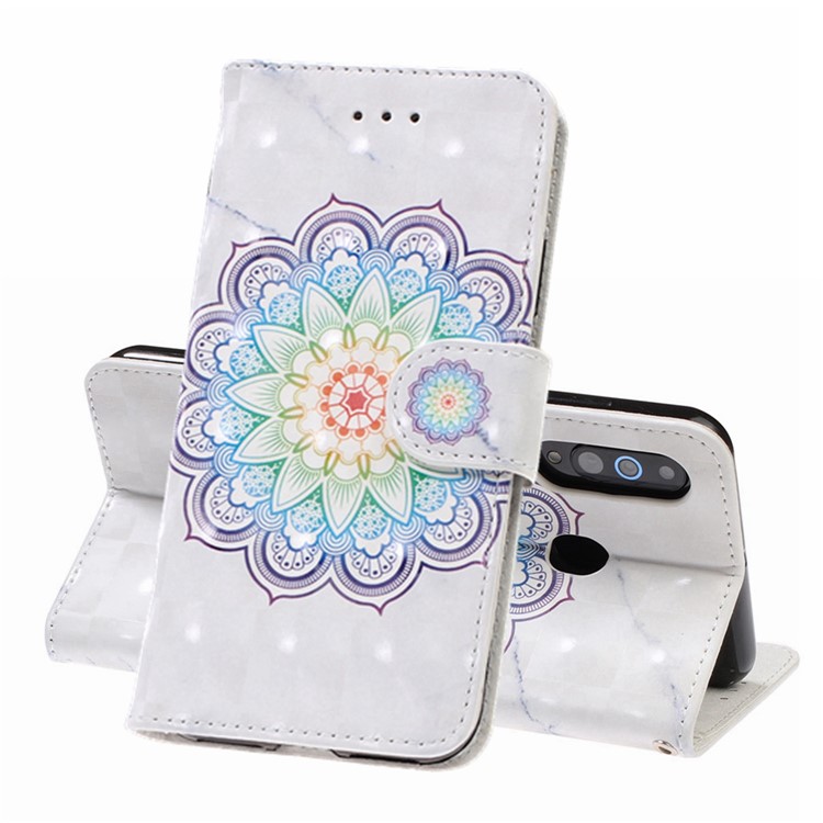 Light Spot Decor Patterned Leather Wallet Case for Samsung Galaxy A70 - Flower-1