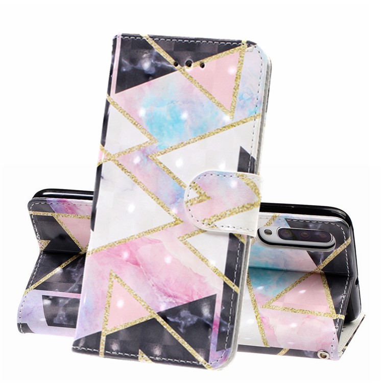 Etui Portefeuille En Cuir À Motifs Décoré De Spots Lumineux Pour Samsung Galaxy A70 - Motif Géométrique-1