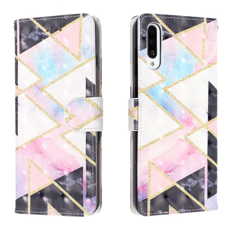 Etui Portefeuille En Cuir À Motifs Décoré De Spots Lumineux Pour Samsung Galaxy A70 - Motif Géométrique-2