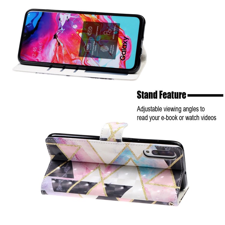 Etui Portefeuille En Cuir À Motifs Décoré De Spots Lumineux Pour Samsung Galaxy A70 - Motif Géométrique-7