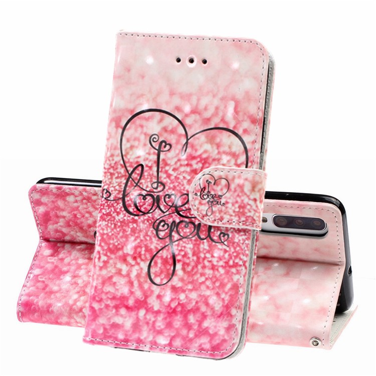 Light Spot Decor Patterned Leather Wallet Case for Samsung Galaxy A70 - I Love You-1