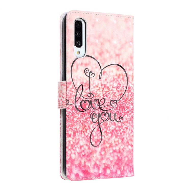 Light Spot Decor Patterned Leather Wallet Case for Samsung Galaxy A70 - I Love You-4