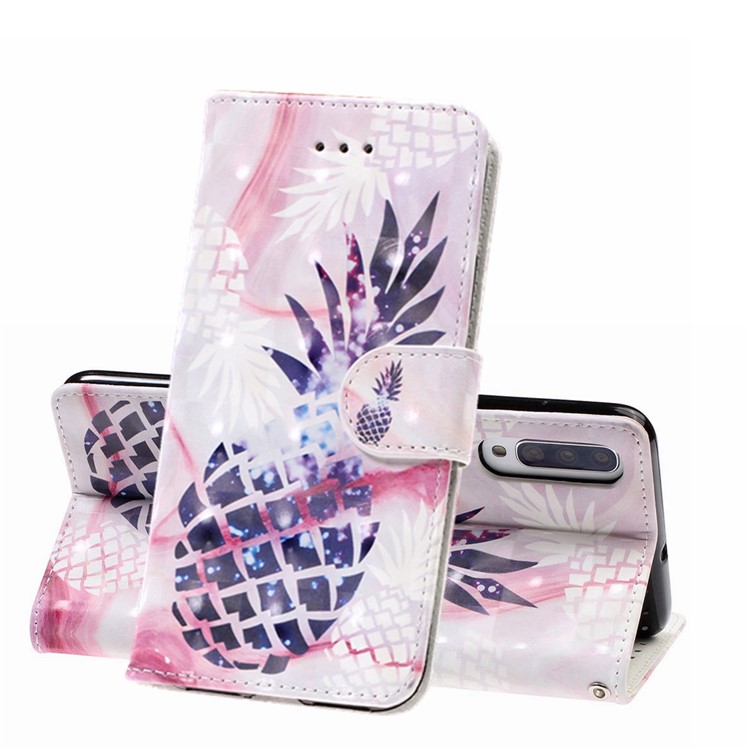 Light Spot Decor Patterned Leather Wallet Case for Samsung Galaxy A70 - Pineapple-1