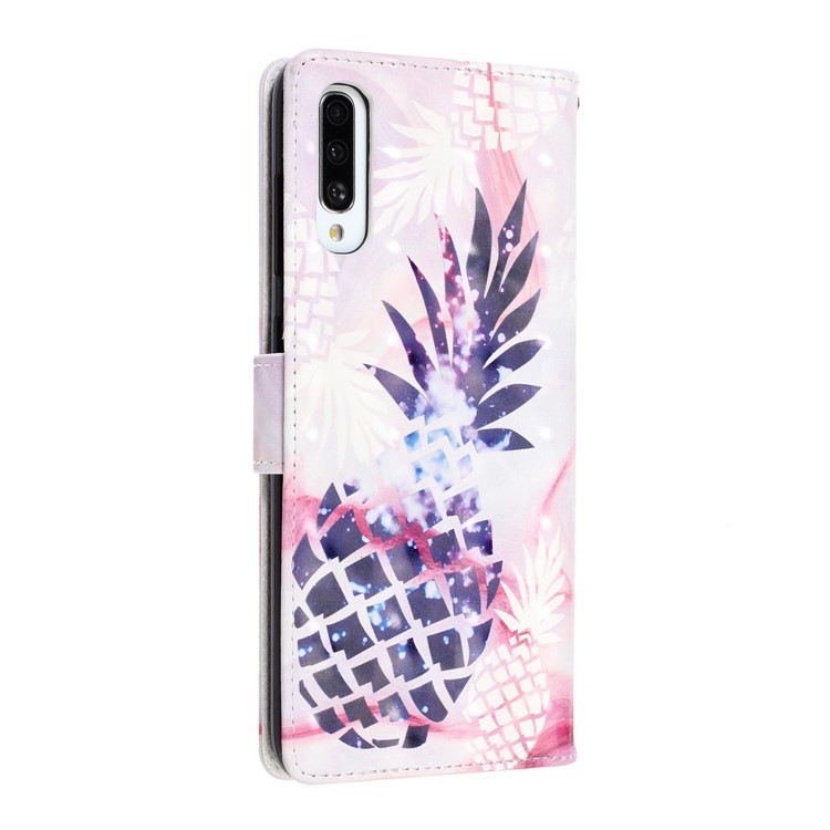 Light Spot Decor Patterned Leather Wallet Case for Samsung Galaxy A70 - Pineapple-4