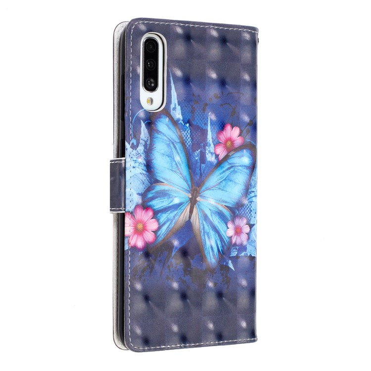 Light Spot Decor Patterned Leather Wallet Case for Samsung Galaxy A70 - Blue Butterfly-4