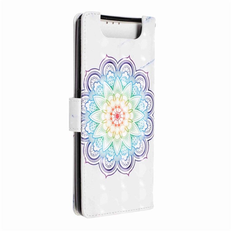 Light Spot Decor Pattern Printing Leather Wallet Stand Case for Samsung Galaxy A80 / A90 - Flower-4