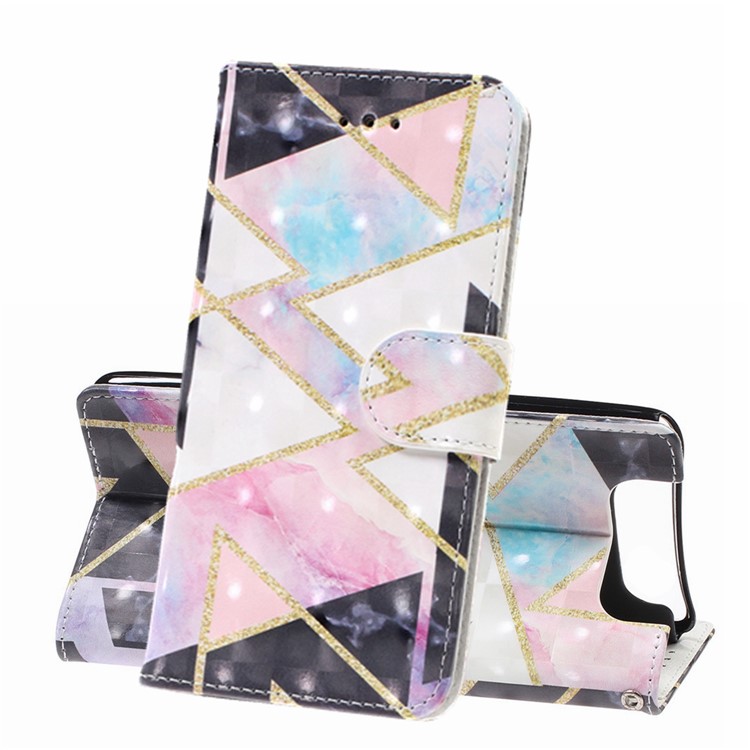 Light Spot Decor Pattern Printing Leather Wallet Stand Case for Samsung Galaxy A80 / A90 - Geometric Figure-1