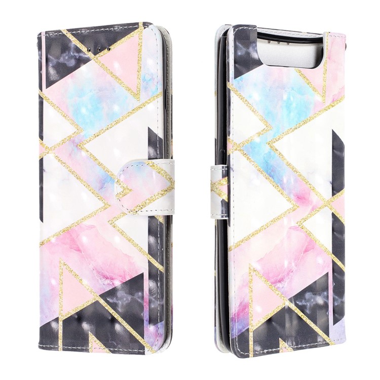 Light Spot Decor Pattern Printing Leather Wallet Stand Case for Samsung Galaxy A80 / A90 - Geometric Figure-2