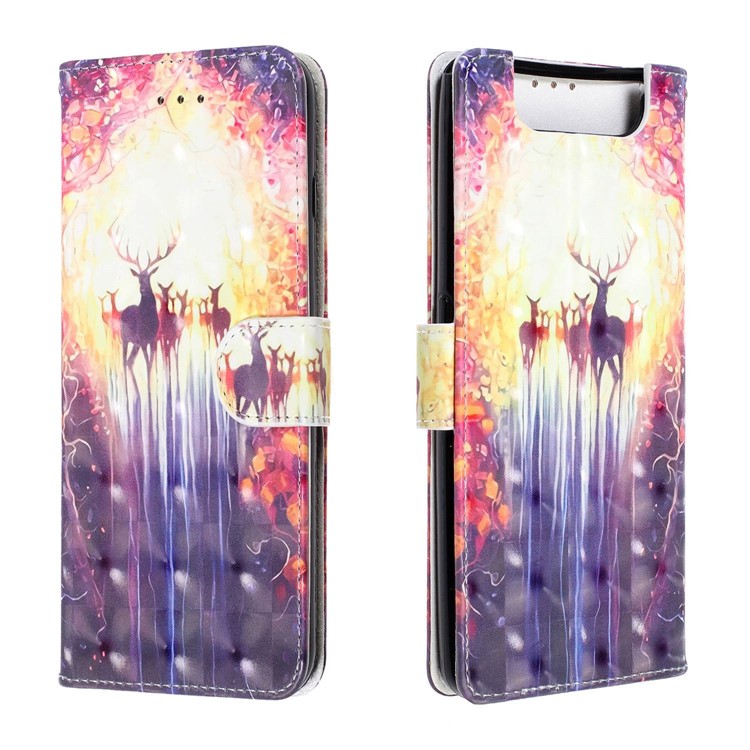 Caso De Suporte De Carteira De Couro De Impressão De Padrão De Luz Ponto De Decoração Para Samsung Galaxy A80 / A90 - Alce-2
