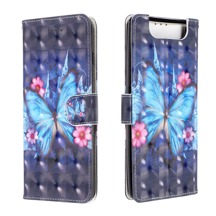 Light Spot Decor Pattern Printing Leather Wallet Stand Case for Samsung Galaxy A80 / A90 - Butterfly-2