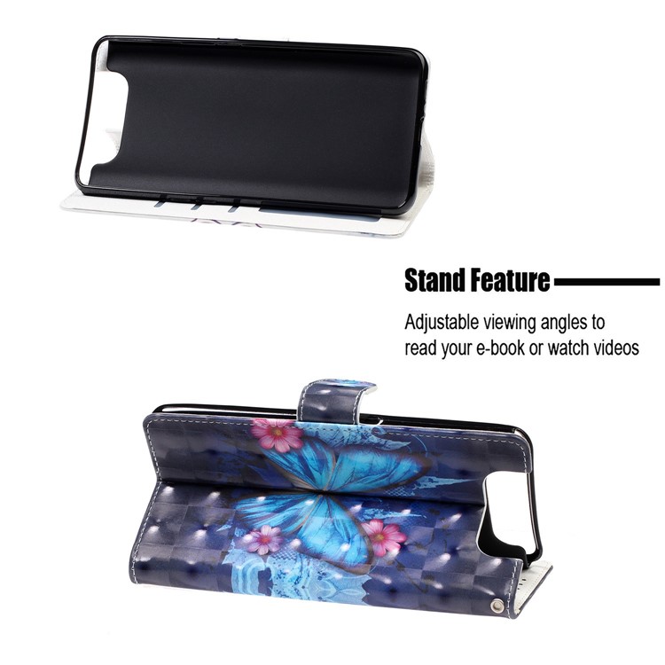Light Spot Decor Pattern Printing Leather Wallet Stand Case for Samsung Galaxy A80 / A90 - Butterfly-7