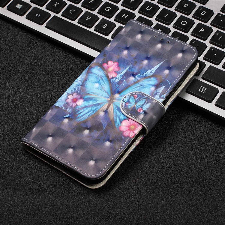 Light Spot Decor Pattern Printing Leather Wallet Stand Case for Samsung Galaxy A80 / A90 - Butterfly-8