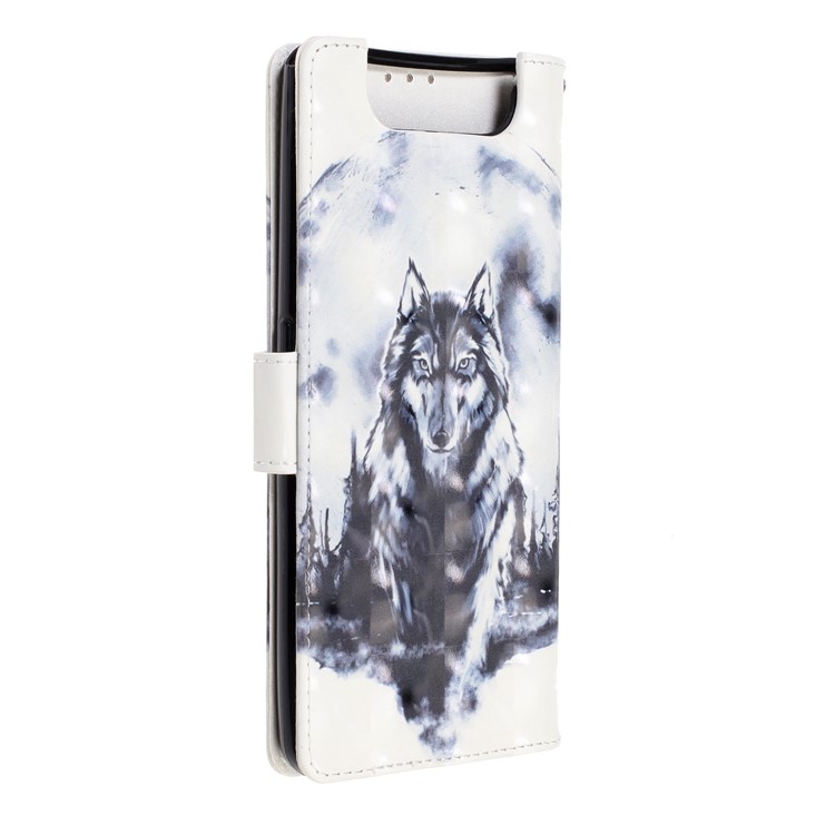 Funda De Piel Con Estampado De Puntos De Decoración De Puntos Claros Soporte Para Samsung Galaxy A80 / A90 - Lobo-4