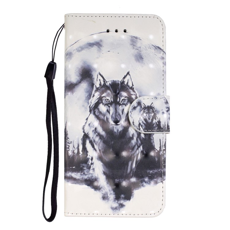 Funda De Piel Con Estampado De Puntos De Decoración De Puntos Claros Soporte Para Samsung Galaxy A80 / A90 - Lobo-5