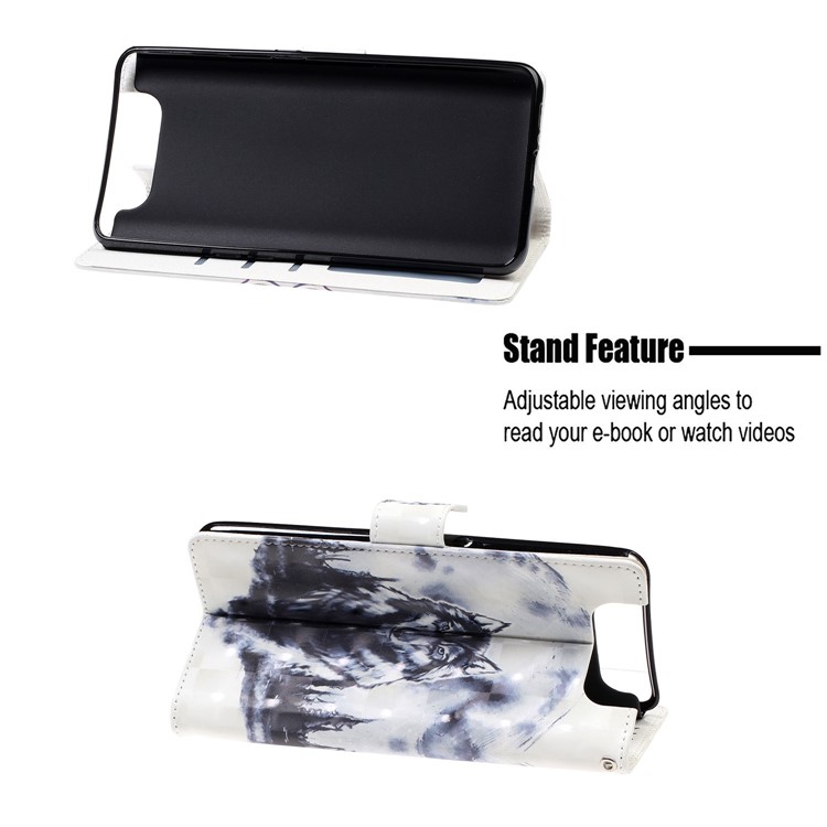 Funda De Piel Con Estampado De Puntos De Decoración De Puntos Claros Soporte Para Samsung Galaxy A80 / A90 - Lobo-7