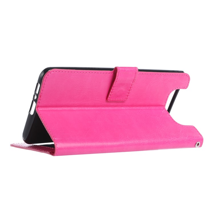 Wallet Stand Crazy Horse Texture Leather Phone Case for Samsung Galaxy A80/A90 - Rose-5