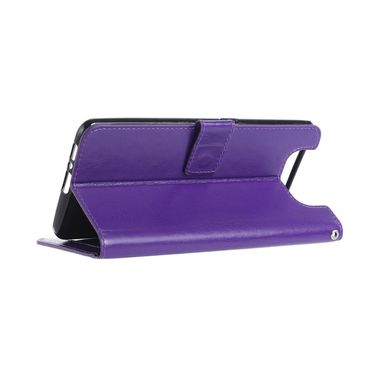 Wallet Stand Crazy Horse Texture Leather Phone Case for Samsung Galaxy A80/A90 - Purple-5