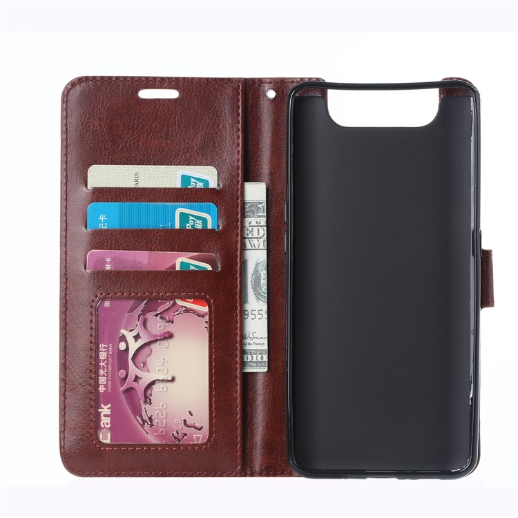 Wallet Stand Crazy Horse Texture Leather Phone Case for Samsung Galaxy A80/A90 - Brown-4