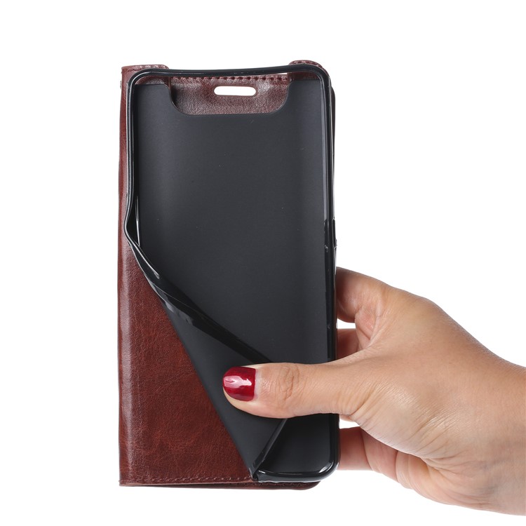 Wallet Stand Crazy Horse Texture Leather Phone Case for Samsung Galaxy A80/A90 - Brown-6