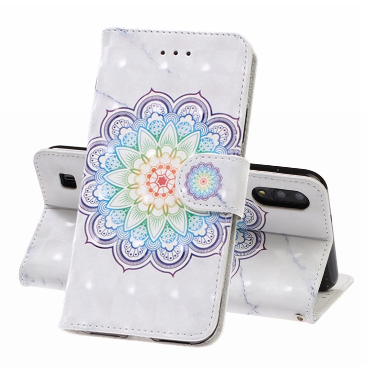 Caso De Suporte De Carteira De Couro De Impressão Padrão De Luz Ponto De Decoração Para Samsung Galaxy M10 / A10 - Flor-1
