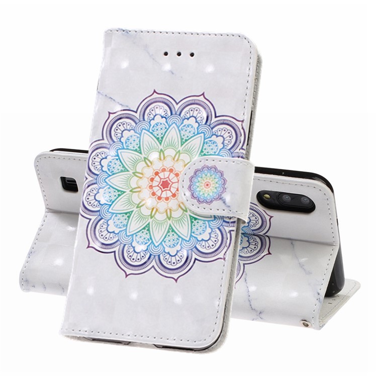 Light Spot Decor Pattern Printing Leather Wallet Stand Case for Samsung Galaxy M10 / A10 - Flower-1