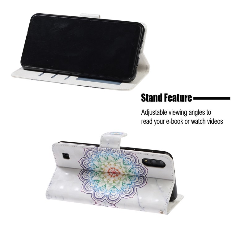 Caso De Suporte De Carteira De Couro De Impressão Padrão De Luz Ponto De Decoração Para Samsung Galaxy M10 / A10 - Flor-7