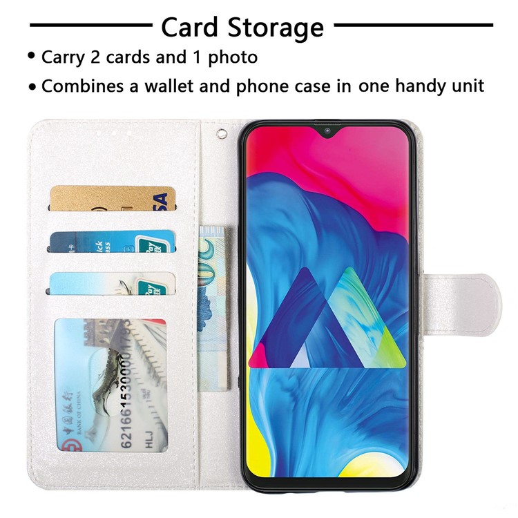 Caso De Suporte De Carteira De Couro De Impressão Padrão De Luz Ponto De Decoração Para Samsung Galaxy M10 / A10 - Flor-9