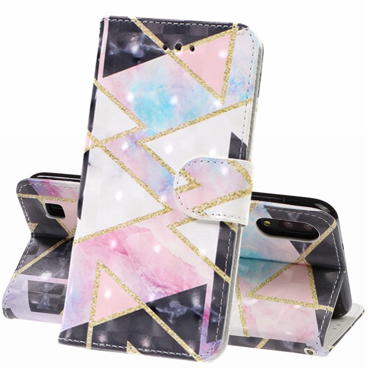 Light Spot Decor Pattern Printing Leather Wallet Stand Case for Samsung Galaxy M10 / A10 - Geometric Figure-1