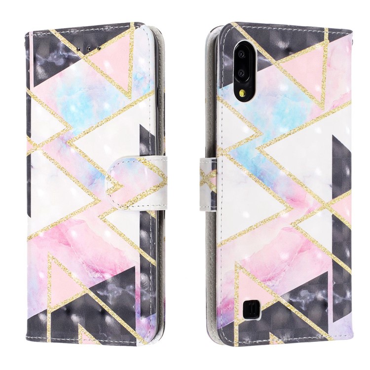 Light Spot Decor Pattern Printing Leather Wallet Stand Case for Samsung Galaxy M10 / A10 - Geometric Figure-2