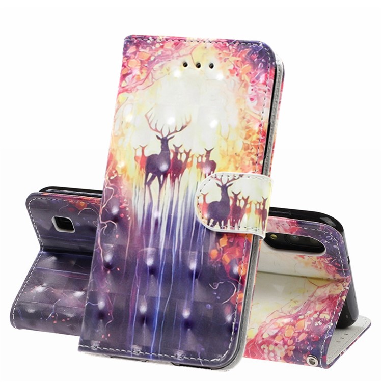 Light Spot Decor Pattern Printing Leather Wallet Stand Case for Samsung Galaxy M10 / A10 - Elk-1