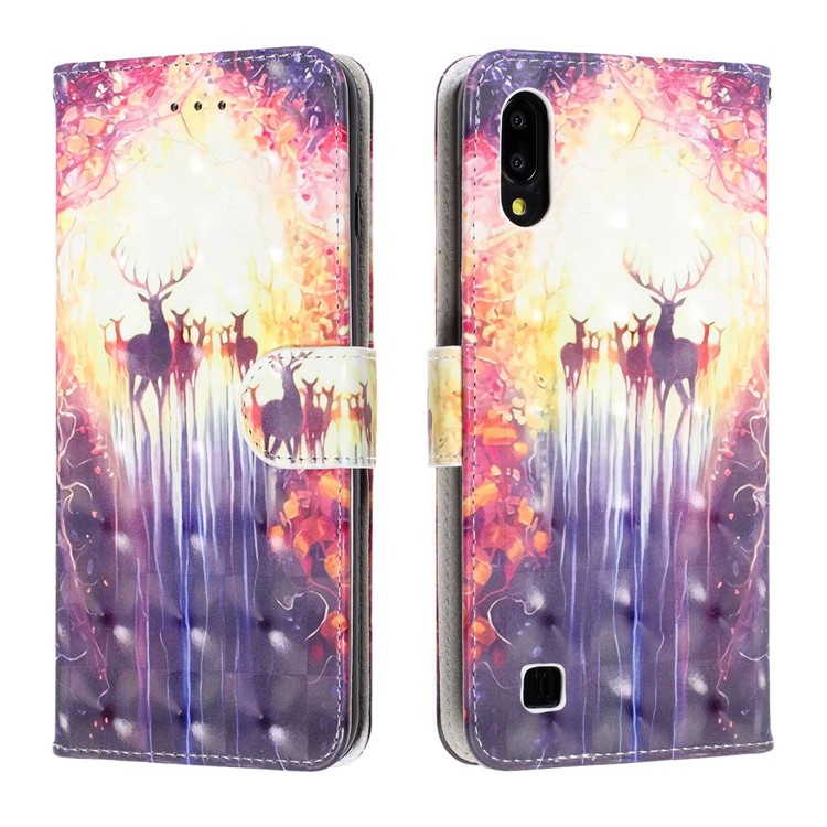 Light Spot Decor Pattern Printing Leather Wallet Stand Case for Samsung Galaxy M10 / A10 - Elk-2