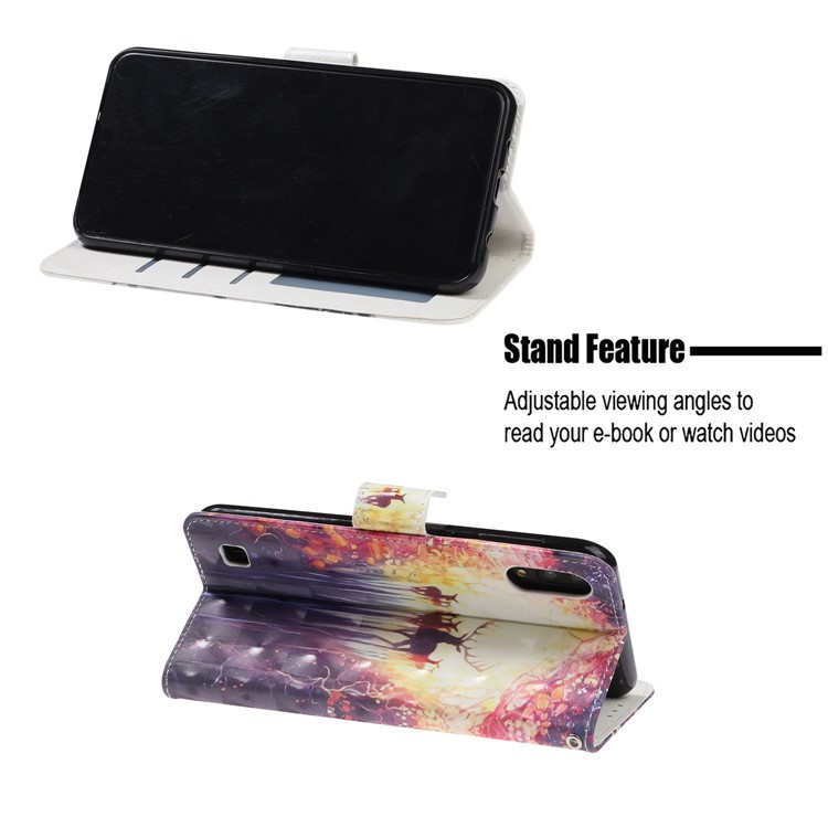 Light Spot Decor Pattern Printing Leather Wallet Stand Case for Samsung Galaxy M10 / A10 - Elk-7