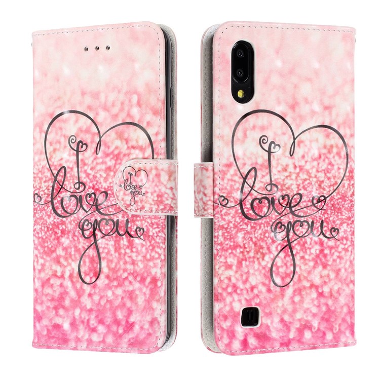 Light Spot Decor Pattern Printing Leather Wallet Stand Case for Samsung Galaxy M10 / A10 - Love You-3