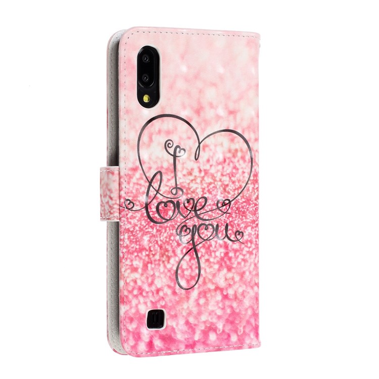 Light Spot Decor Pattern Printing Leather Wallet Stand Case for Samsung Galaxy M10 / A10 - Love You-5