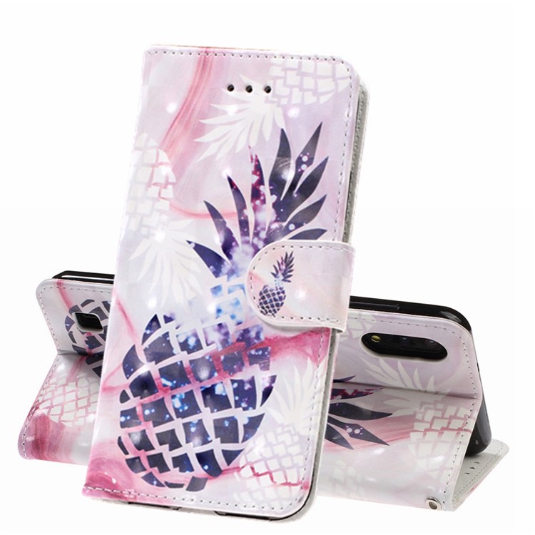 Light Spot Decor Pattern Printing Leather Wallet Stand Case for Samsung Galaxy M10 / A10 - Pineapple-1