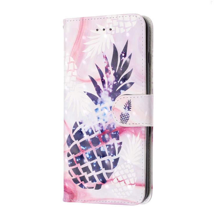 Light Spot Decor Pattern Printing Leather Wallet Stand Case for Samsung Galaxy M10 / A10 - Pineapple-3