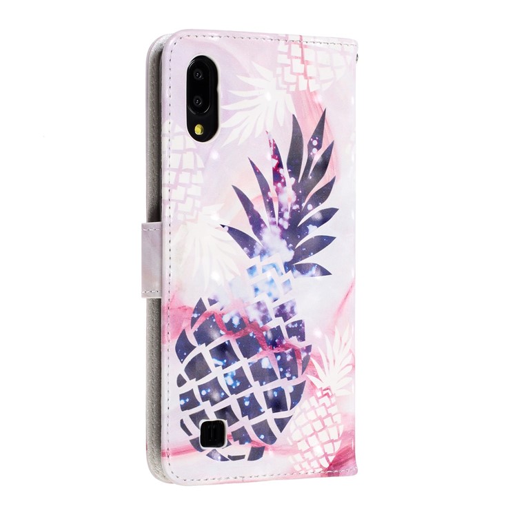 Light Spot Decor Pattern Printing Leather Wallet Stand Case for Samsung Galaxy M10 / A10 - Pineapple-4